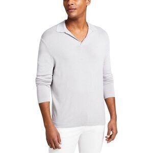 And Now This Mens Ribbed Collar Polo Sweater, lunarrock, L